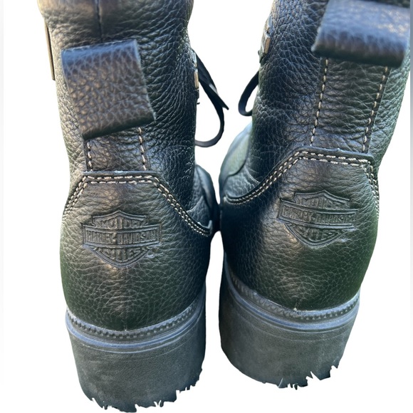 HARLEY DAVIDSON LEATHER LACEUP BLACK BOOTS WITH SIDE ZIPPER SIZE 9.5. 2” HEEL - Picture 9 of 9
